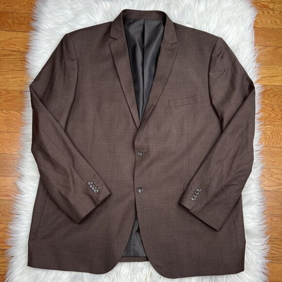 Bocaccio Uomo Men Suit 54L Pants 44x31.5 Brown Polyester Viscose Spandex - Picture 2 of 16